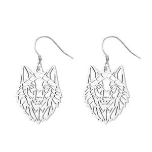 Silver Wolf Cutout Dangle Earrings NWOT